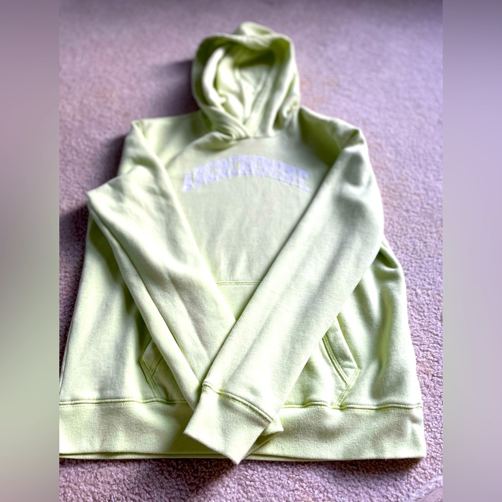 Abercrombie kids | neon yellow graphic logo hoodie